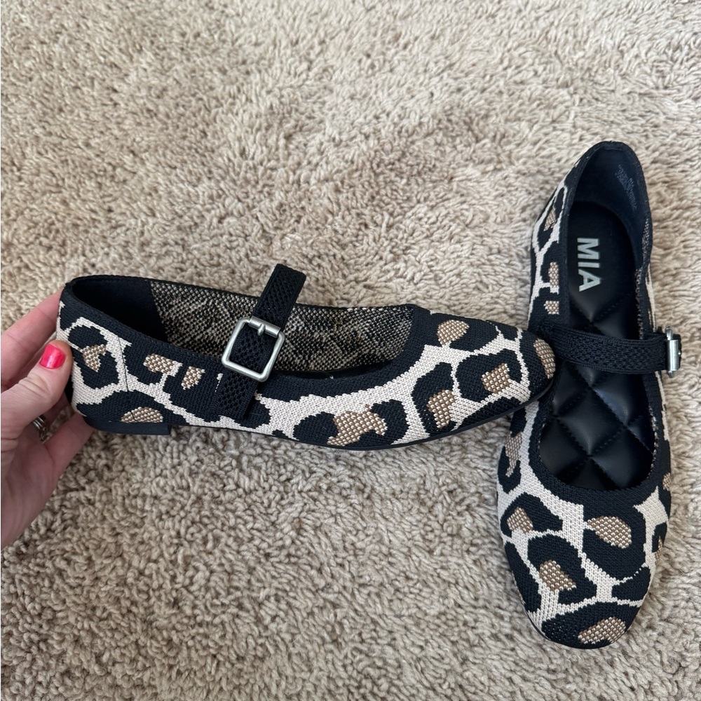 MIA Leopard Print Mary Jane Flats